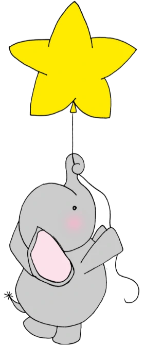 Elefantino con stella a palloncino